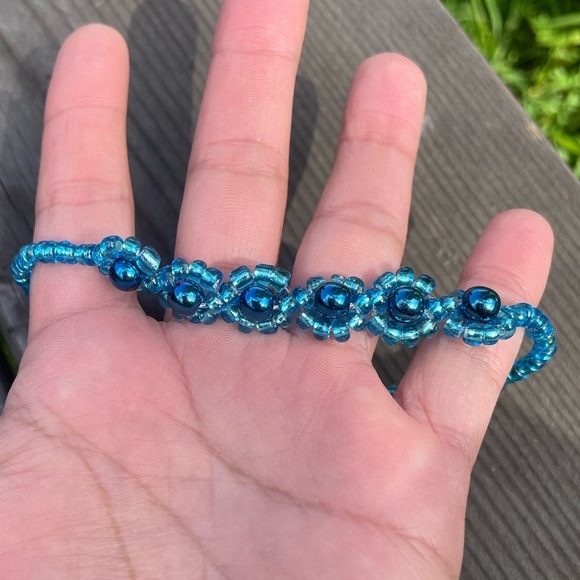 Light blue hematite choker necklace set - Picture 6 of 7